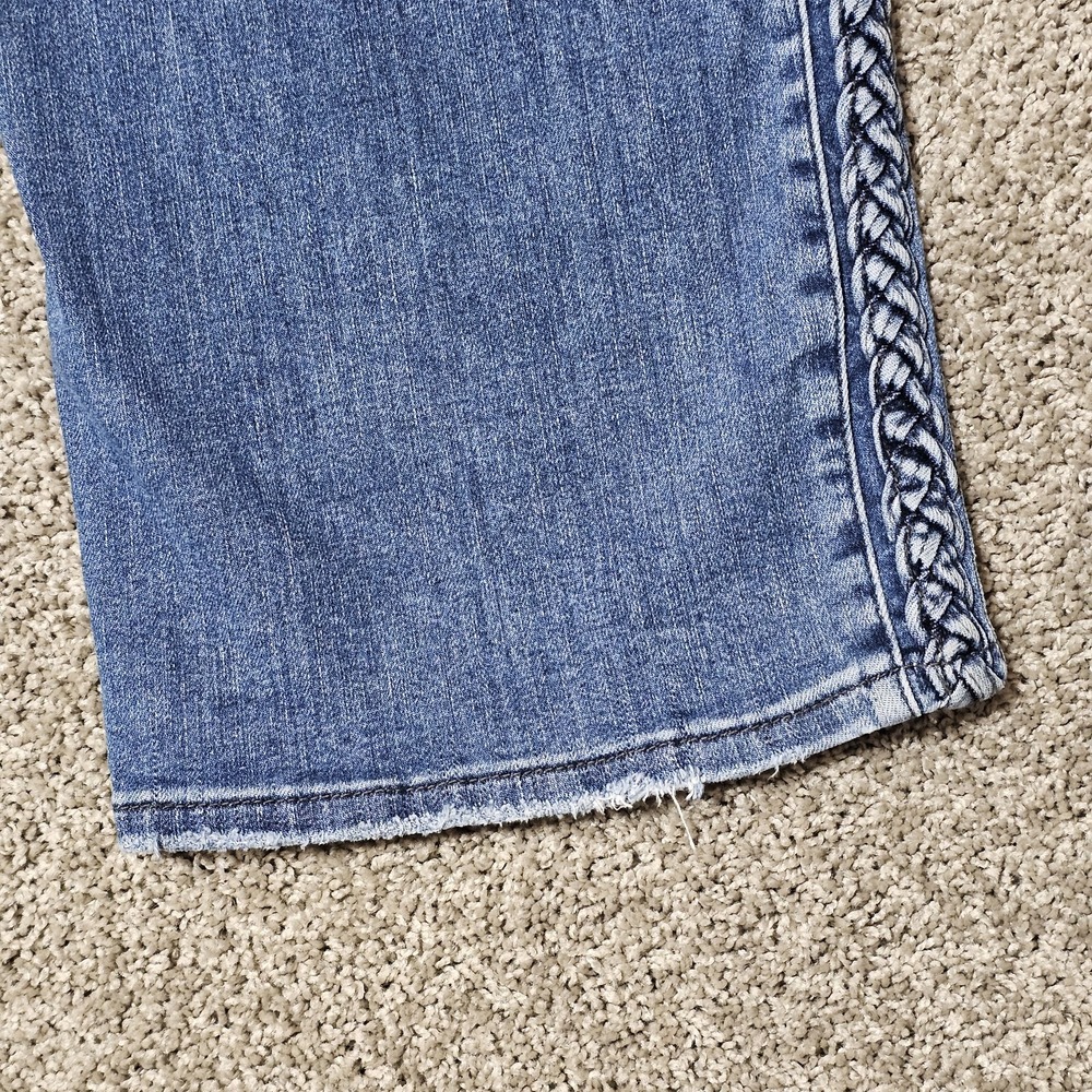 Judy Blue Jeans Size 15/32 Wide Leg Braided Side Seam Cropped High Rise JB88850 - Picture 7 of 10